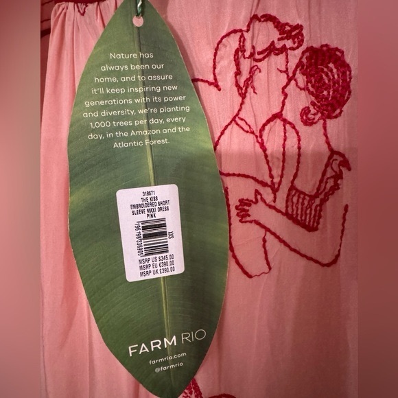 Farm Rio The Kiss Embroidered Short Sleeve Maxi Dress - Picture 5 of 5
